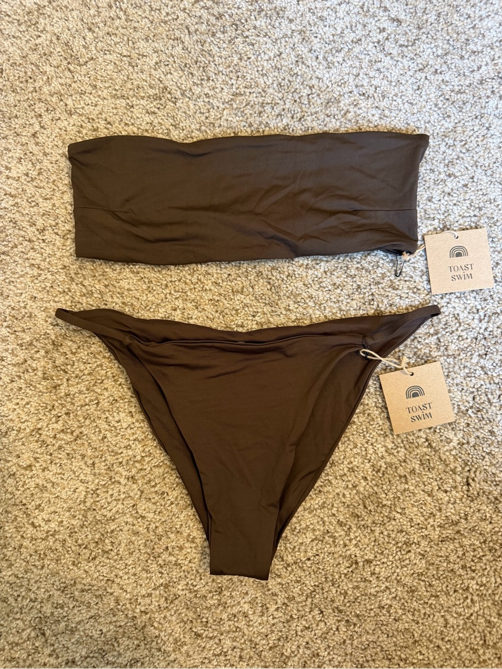 Toast Swim Brown Bandeau Bikini Set